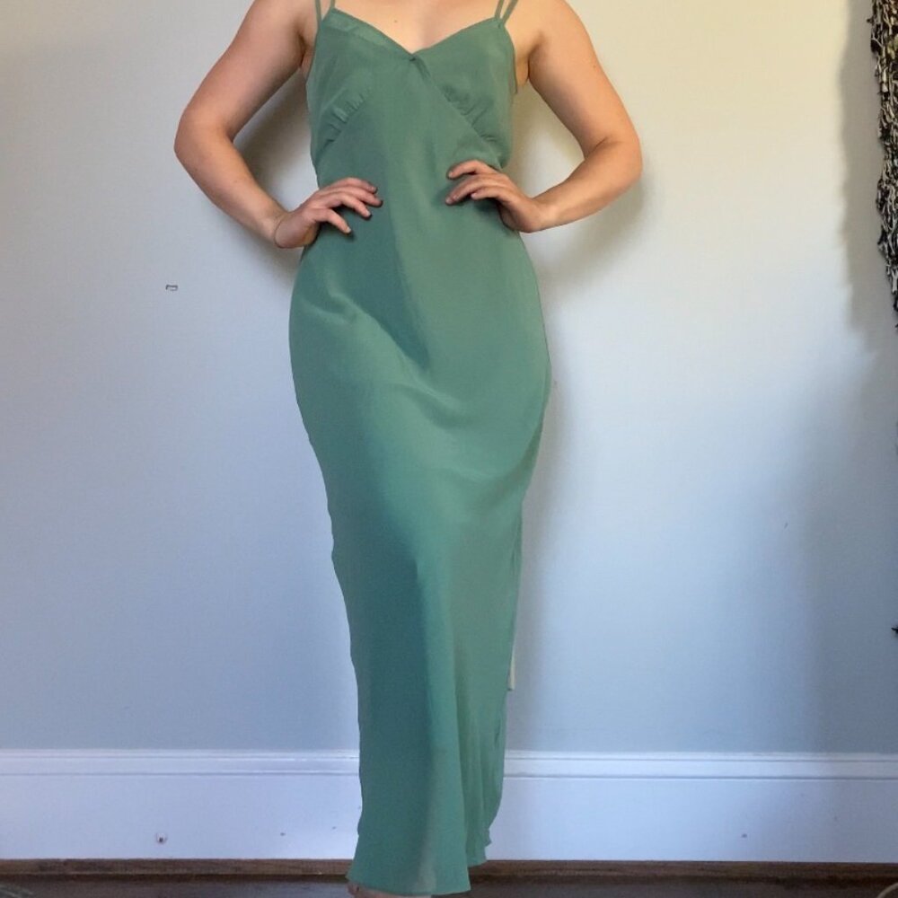 J Crew Double layered Maxi Slip Dress with Button Details